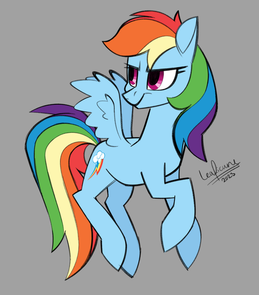 Size: 1524x1735 | Tagged: safe, artist:leaficun3, derpibooru import, rainbow dash, pony, gray background, image, png, simple background, solo