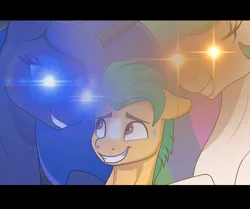 Size: 1076x899 | Tagged: artist needed, source needed, suggestive, edit, ponerpics import, ponybooru import, hitch trailblazer, princess celestia, princess luna, alicorn, earth pony, pony, g5, 1000 hours in paint.net, black bars, context in description, female, grin, image, implied sex slave, low quality edit, male, malesub, mare, meme, nervous, nervous grin, png, shitposting, smiling, stallion, submissive, sweat, sweatdrop, this will end in snu snu and/or death