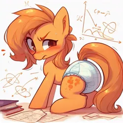 Size: 1024x1024 | Tagged: suggestive, artist:nsfwmilk, derpibooru import, machine learning generated, oc, ai content, blushing, diaper, diaper fetish, fetish, image, jpeg, messing, non-baby in diaper, poop