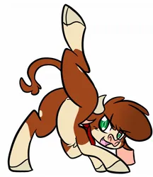 Size: 1668x1934 | Tagged: suggestive, artist:steelsoul, derpibooru import, cow, them's fightin' herds, arizona (tfh), community related, featureless crotch, image, jpeg, looking back, raised leg, simple background, white background