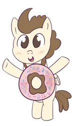 Size: 600x1000 | Tagged: safe, artist:wanda, derpibooru import, pound cake, pegasus, pony, clothes, colt, costume, foal, food, food costume, image, male, png, smiling, solo