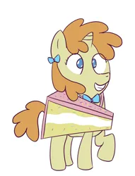 Size: 650x850 | Tagged: safe, artist:wanda, derpibooru import, pumpkin cake, pony, unicorn, clothes, costume, female, filly, foal, food, food costume, image, png, smiling, solo