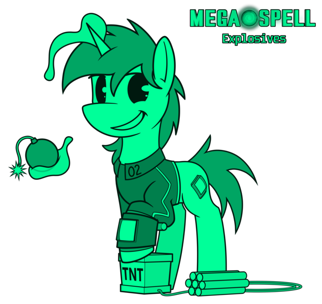 Size: 4629x4380 | Tagged: safe, artist:dacaoo, derpibooru import, oc, oc:littlepip, unofficial characters only, pony, unicorn, fallout equestria, megaspell (game), absurd resolution, clothes, dynamite, explosives, image, jumpsuit, magic, monochrome, pip-pony, pipbuck, png, simple background, telekinesis, tnt, transparent background, vault suit