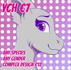 Size: 2512x2505 | Tagged: safe, artist:autumnsfur, derpibooru import, oc, unofficial characters only, pony, commission, hairless, image, looking at someone, png, purple eyes, side view, simple background, smiling, text, your character here