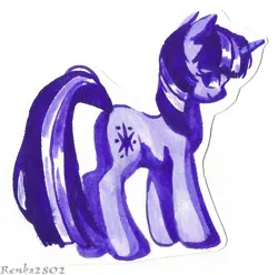 Size: 1297x1287 | Tagged: safe, artist:tigra0118, derpibooru import, twilight sparkle, unicorn, image, ink drawing, looking at you, png, solo, standing, traditional art, unicorn twilight