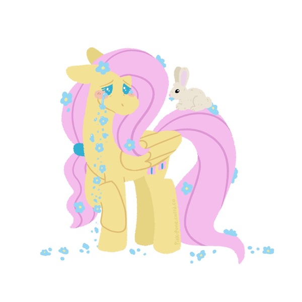 Size: 1500x1500 | Tagged: safe, artist:pink-pone, derpibooru import, angel bunny, fluttershy, pony, crying, image, jpeg, simple background, white background