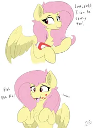 Size: 2900x4000 | Tagged: safe, artist:astrum, derpibooru import, fluttershy, pegasus, pony, bottle, chest fluff, clothes, contact lens, costume, cute, cute little fangs, dialogue, digital art, ear fluff, fangs, food, giggling, halloween, halloween costume, holding, holiday, image, ketchup, nightmare night, offscreen character, open mouth, open smile, png, red eyes, sauce, simple background, smiling, solo, spread wings, talking, tongue out, white background, wings