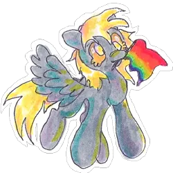 Size: 700x700 | Tagged: safe, artist:larvaecandy, derpibooru import, derpy hooves, pegasus, pony, gay pride flag, image, png, pride, pride flag, rainbow flag, simple background, solo, transparent background