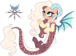 Size: 2159x1604 | Tagged: safe, artist:gihhbloonde, derpibooru import, oc, unnamed oc, unofficial characters only, draconequus, hybrid, adoptable, bat wings, closed mouth, colored horn, colored wings, cyan eyes, draconequus oc, female, floating, horn, image, interspecies offspring, lightly watermarked, looking up, multicolored wings, offspring, pale belly, parent:discord, parent:fluttershy, parents:discoshy, paws, png, simple background, smiling, spread wings, transparent background, watermark, waving, wings