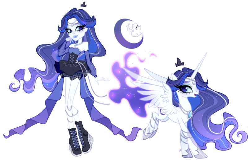 Size: 4188x2715 | Tagged: safe, artist:gihhbloonde, derpibooru import, oc, unnamed oc, unofficial characters only, alicorn, human, pony, equestria girls, adoptable, blue lipstick, boots, chains, circlet, clothes, corset, crossover fusion, cyan eyes, detached sleeves, dress, ethereal mane, ethereal tail, eyeshadow, female, fishnet clothing, floating tiara, fusion, fusion:princess luna, fusion:spectra vondergeist, gradient horn, gradient legs, gradient mane, gradient tail, hoof shoes, horn, image, jewelry, lightly watermarked, lipstick, looking back, makeup, mare, monster high, necklace, open mouth, png, see-through, self paradox, self ponidox, shoes, simple background, smiling, sparkly tail, spread wings, tail, tiara, transparent background, transparent wings, watermark, wings