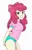Size: 2610x4096 | Tagged: suggestive, artist:sumin6301, derpibooru import, edit, apple bloom, human, equestria girls, bow, bowtie, breasts, busty apple bloom, butt touch, clothes, cute, hair bow, hand on butt, happy, high res, image, jpeg, light blue panties, light blue underwear, looking at you, older, older apple bloom, panties, pink shirt, red bowtie, simple background, smiling, solo, teeth, thighs, underwear, underwear edit, white background, workout outfit