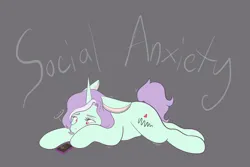 Size: 2048x1365 | Tagged: safe, artist:mscolorsplash, derpibooru import, oc, oc:mod chi, unofficial characters only, pony, unicorn, ..., depressed, female, gray background, image, lying down, mare, mobile phone, phone, png, prone, sad, simple background, smartphone, solo, sploot