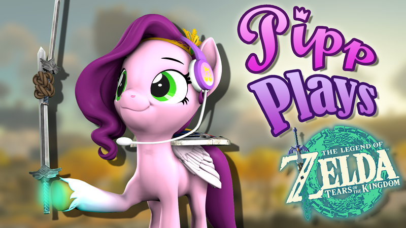 Size: 1920x1080 | Tagged: safe, artist:pika-robo, derpibooru import, pipp petals, pegasus, pony, series:pipp plays, g5, 3d, fake thumbnail, female, folded wings, fused, g4, g5 to g4, gamer pipp, gaming headset, generation leap, headset, image, let's play, mare, png, rope, shield, source filmmaker, sword, the legend of zelda, the legend of zelda: tears of the kingdom, video game, weapon, wings, youtube thumbnail