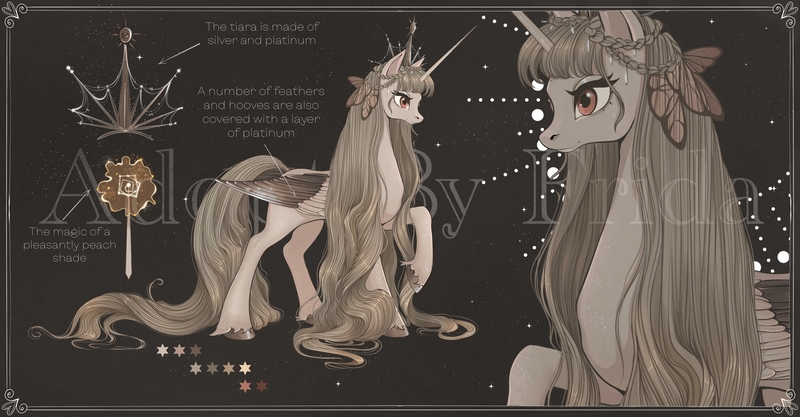 Size: 5759x3000 | Tagged: safe, artist:fridagloria, derpibooru import, oc, oc:pure rose, unofficial characters only, alicorn, pony, adoptable, alicorn oc, colored wings, colored wingtips, female, horn, image, jewelry, jpeg, mare, regalia, solo, wings