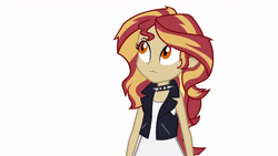 Size: 600x338 | Tagged: safe, derpibooru import, sunset shimmer, undead, vampire, vampony, blinking, clothes, costume, cute, eye, eyes, female, gif, halloween, halloween costume, holiday, image, looking at you, smiling, solo, solo female, sunset, vampire shimmer