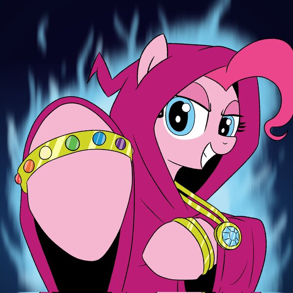 Size: 2048x2048 | Tagged: safe, artist:legendoflink, derpibooru import, pinkie pie, earth pony, pony, amulet, bracelet, clothes, female, grin, image, jewelry, jpeg, looking at you, mare, meme, necklace, pinktober, robe, shadow wizard money gang, smiling, smiling at you, solo