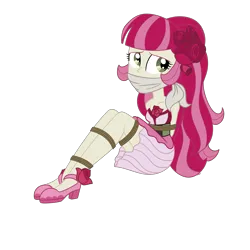 Size: 2000x2000 | Tagged: safe, artist:nie-martw-sie-o-mnie, derpibooru import, roseluck, equestria girls, life is a runway, bondage, bound and gagged, cloth gag, damsel in distress, female, gag, image, kidnapped, png, simple background, solo, transparent background