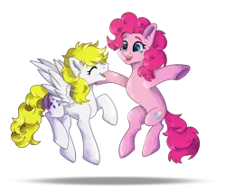 Size: 2000x1700 | Tagged: safe, artist:lambydwight, derpibooru import, pinkie pie, surprise, earth pony, pegasus, pony, g1, image, mlp fim's thirteenth anniversary, png, simple background, transparent background