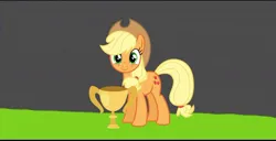 Size: 1080x553 | Tagged: safe, artist:hako33, derpibooru import, edit, applejack, earth pony, pony, comic:sports up, cute, female, image, jackabetes, jpeg, solo, trophy