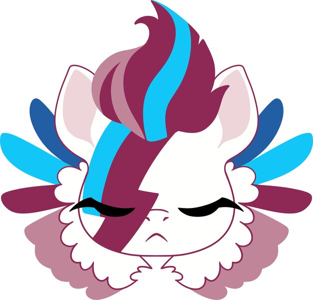 Size: 3365x3219 | Tagged: safe, artist:cutepencilcase, derpibooru import, zipp storm, pegasus, pony, g5, aladdin sane, bust, colored wings, david bowie, eyes closed, face paint, image, jpeg, portrait, simple background, solo, spread wings, white background, wings