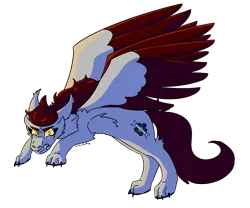 Size: 2000x1661 | Tagged: safe, artist:hiddenfaithy, derpibooru import, oc, oc:skyfire lumia, unofficial characters only, pegasus, were-pony, werewolf, angry, barely pony related, claws, colored wings, colored wingtips, ear fluff, fangs, halloween, holiday, image, large wings, png, pounce, simple background, spread wings, transparent background, wings