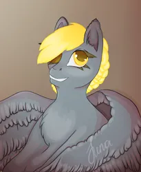 Size: 2500x3050 | Tagged: safe, artist:lunayourlife, derpibooru import, derpy hooves, pegasus, pony, brown background, female, g4, image, jpeg, simple background, solo