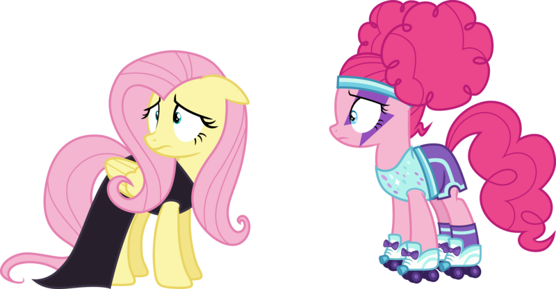 Size: 5760x3000 | Tagged: safe, artist:cloudy glow, derpibooru import, fluttershy, pinkie pie, earth pony, pegasus, pony, scare master, .ai available, clothes, dress, female, image, pinkie puffs, png, simple background, transparent background, vector