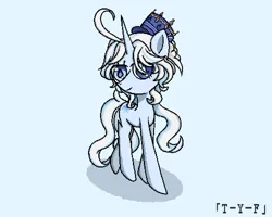 Size: 2048x1638 | Tagged: safe, artist:taoyvfei, derpibooru import, oc, pony, unicorn, curved horn, furina, genshin impact, hat, horn, image, pixel art, png, unicorn oc