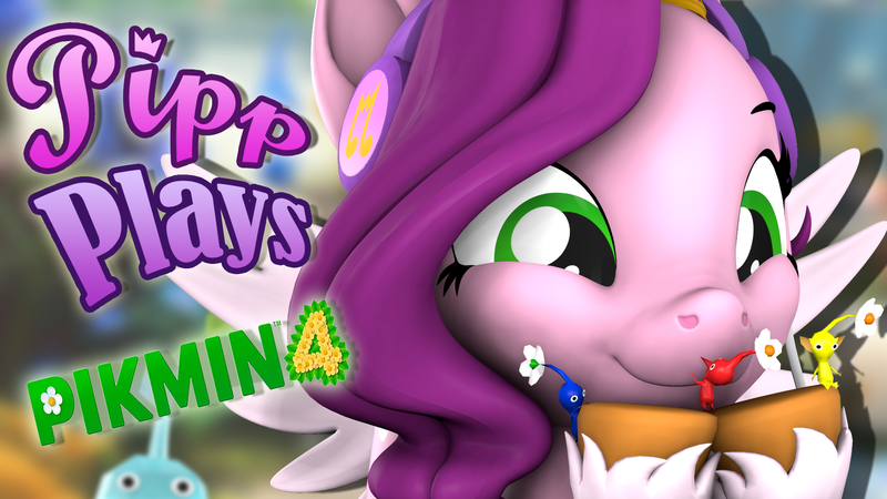 Size: 1920x1080 | Tagged: safe, artist:pika-robo, derpibooru import, pipp petals, pegasus, pikmin, pony, series:pipp plays, g5, 3d, adorapipp, cute, fake thumbnail, female, g4, g5 to g4, gamer pipp, gaming headset, generation leap, headset, image, let's play, mare, pikmin (series), pikmin 4, png, source filmmaker, spread wings, video game, wings, youtube thumbnail