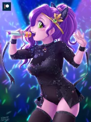 Size: 1000x1343 | Tagged: safe, artist:uotapo, derpibooru import, pipp petals, human, equestria girls, g5, ariana grande, busty pipp petals, clothes, dress, equestria girls (g5), equestria girls-ified, female, g5 to equestria girls, generation leap, image, jpeg, looking at you, microphone, open mouth, singing, solo