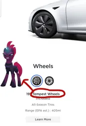 Size: 720x1044 | Tagged: safe, derpibooru import, tempest shadow, my little pony: the movie, broken horn, car, horn, image, meme, name soundalike, png, tesla, tesla model s, tesla model s plaid