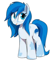 Size: 900x1050 | Tagged: safe, artist:thebatfang, ponerpics import, ponybooru import, earth pony, pony, blue coat, blue eyes, blue mane, female, image, long mane, mare, piebald, png, spotted