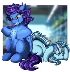 Size: 3450x3559 | Tagged: safe, artist:pridark, derpibooru import, oc, unofficial characters only, pegasus, pony, unicorn, duo, horn, image, pegasus oc, png, unicorn oc, wings