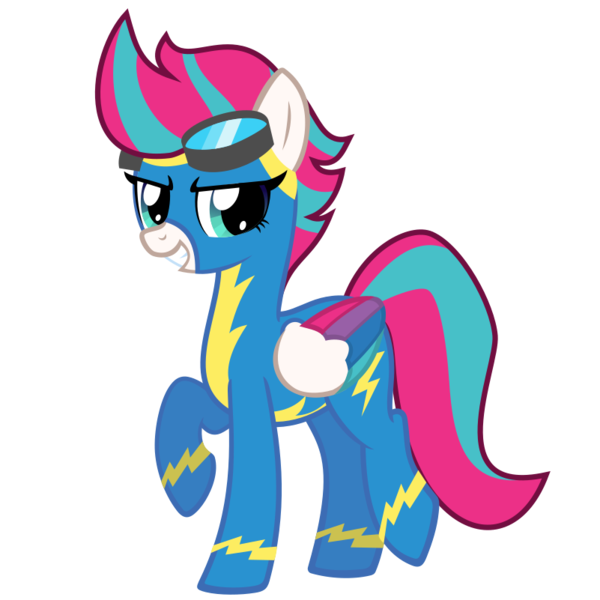 Size: 801x801 | Tagged: safe, alternate version, artist:the smiling pony, derpibooru import, zipp storm, pegasus, pony, g5, .svg available, clothes, derpibooru exclusive, g4, g5 to g4, generation leap, grin, image, looking at you, png, simple background, smiling, solo, transparent background, uniform, vector, wonderbolts uniform