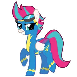 Size: 801x801 | Tagged: safe, alternate version, artist:the smiling pony, derpibooru import, zipp storm, pegasus, pony, g5, .svg available, clothes, derpibooru exclusive, g4, g5 to g4, generation leap, grin, image, looking at you, png, simple background, smiling, solo, transparent background, uniform, vector, wonderbolts uniform