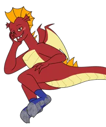 Size: 4000x4800 | Tagged: suggestive, artist:aaron amethyst, derpibooru import, garble, dragon, blue socks, clothes, draw me like one of your french girls, fangs, freckles, gray socks, hand on face, hand on hip, image, lidded eyes, male, png, simple background, sock fetish, socks, solo, transparent background, wings