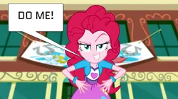 Size: 1195x669 | Tagged: safe, derpibooru import, editor:earwaxkid, pinkie pie, equestria girls, do me, image, jpeg, smiling