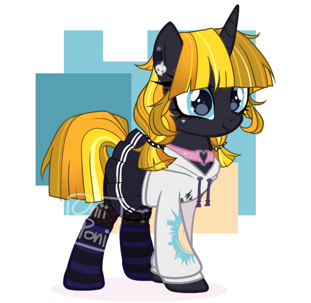 Size: 1816x1769 | Tagged: safe, artist:oniiponii, derpibooru import, oc, unofficial characters only, pony, unicorn, base used, clothes, collar, eyelashes, female, hoodie, horn, image, mare, png, simple background, skirt, smiling, solo, transparent background, unicorn oc