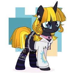 Size: 1816x1769 | Tagged: safe, artist:oniiponii, derpibooru import, oc, unofficial characters only, pony, unicorn, base used, clothes, collar, eyelashes, female, hoodie, horn, image, mare, png, simple background, skirt, smiling, solo, transparent background, unicorn oc