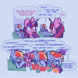 Size: 3855x3854 | Tagged: safe, artist:pastacrylic, derpibooru import, rainbow dash, twilight sparkle, pegasus, pony, crying, dialogue, eyes closed, grin, image, jpeg, laughing, reference, smiling, speech bubble, sweet bro and hella jeff, tears of laughter, teary eyes
