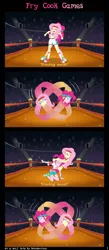 Size: 6000x13777 | Tagged: safe, artist:n0kkun, artist:nok_2, derpibooru import, fluttershy, pinkie pie, comic:fry cook games, equestria girls, clothes, comic, commission, fight, image, jewelry, png, reference, ring, shoes, show accurate, spongebob reference, vector