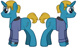 Size: 868x531 | Tagged: safe, artist:j-yoshi64, derpibooru import, oc, oc:j-pony64, ponified, unofficial characters only, human, pony, unicorn, blonde hair, blue coat, clothes, cross, cross necklace, denim, denim jacket, glasses, hood, human in equestria, image, jacket, jewelry, long sleeves, magic, male, necklace, phone, png, self insert, show accurate, side view, simple background, stallion, transparent background, vector, watch, wristwatch