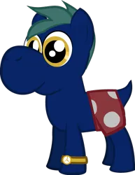Size: 493x640 | Tagged: safe, artist:j-yoshi64, derpibooru import, oc, ponified, unofficial characters only, earth pony, hybrid, pony, yoshi, blue coat, clothes, colt, foal, golden eyes, green mane, image, male, png, polka dots, reference to another series, shorts, show accurate, simple background, solo, three quarter view, transparent background, watch, wristwatch