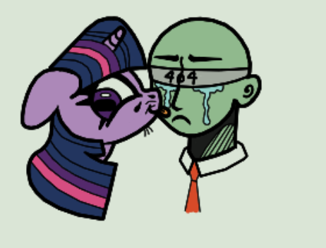 Size: 462x352 | Tagged: safe, artist:scandianon, derpibooru import, twilight sparkle, human, pony, unicorn, crying, derp, female, hoers, image, licking, male, mare, necktie, png, rectangular pupil, simple background, tongue out, unicorn twilight, wall eyed, whiskers, white background