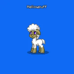 Size: 390x386 | Tagged: safe, derpibooru import, oc, oc:mellowpuff, pony, sheep, pony town, blue background, female, image, lamb, non-pony oc, png, sheep oc, simple background, solo, solo female