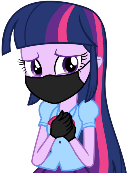 Size: 770x1038 | Tagged: safe, artist:alandssparkle, edit, editor:brokenadam, twilight sparkle, equestria girls, equestria girls (movie), clothes, covid-19, face mask, gloves, image, mask, png, touched