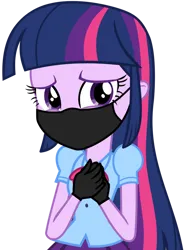 Size: 770x1038 | Tagged: safe, artist:alandssparkle, edit, editor:brokenadam, twilight sparkle, equestria girls, equestria girls (movie), clothes, covid-19, face mask, gloves, image, mask, png, touched