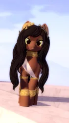 Size: 2160x3840 | Tagged: safe, derpibooru import, oc, pegasus, pony, anklet, armlet, beauty mark, black mane, brown fur, clothes, eyeshadow, female, golden eyes, greek clothes, image, jewelry, laurel wreath, long mane, looking at you, makeup, mare, necklace, open pony, pegasus oc, png, second life, smiling, wings