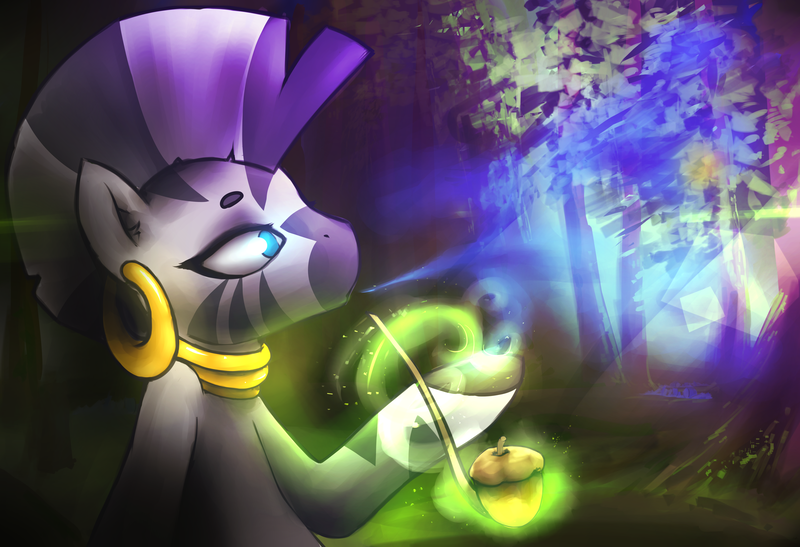 Size: 5700x3900 | Tagged: safe, artist:taps, derpibooru import, zecora, zebra, absurd resolution, acorn, bust, female, image, magic, mare, pipe, png, poison joke, sitting, smoke, smoking, solo