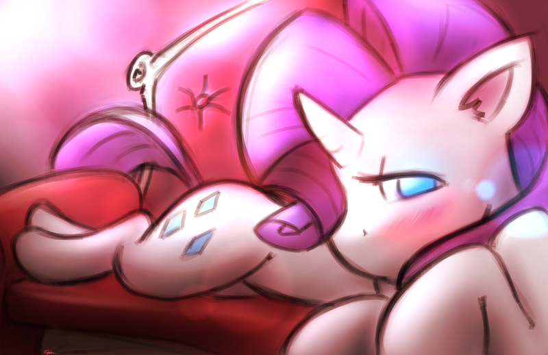 Size: 3000x1941 | Tagged: safe, artist:taps, derpibooru import, rarity, pony, unicorn, blushing, fainting couch, female, high res, image, lying down, mare, png, prone, solo, turned head